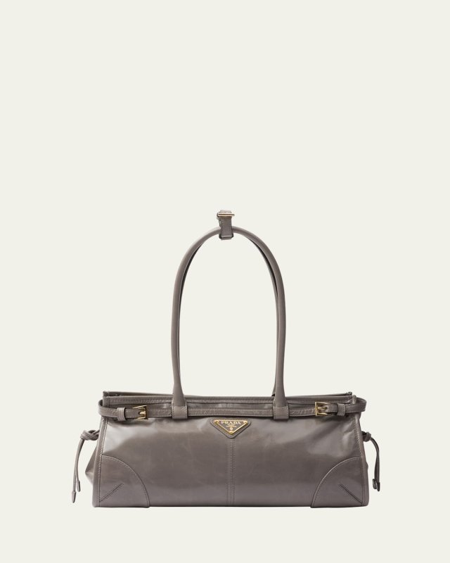 Medium East-West Leather Shoulder Bag